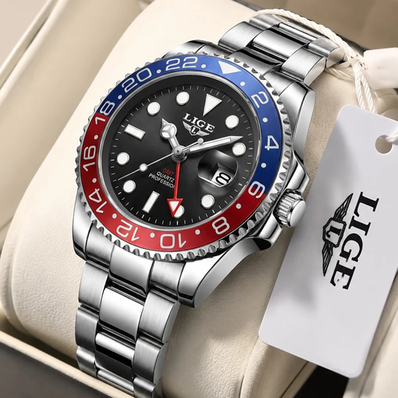 LIGE Retro Fashion Men Watch Casual Military Sport Waterproof Luminous Watches For Men Diving Quartz Chronograph Montre Homme
