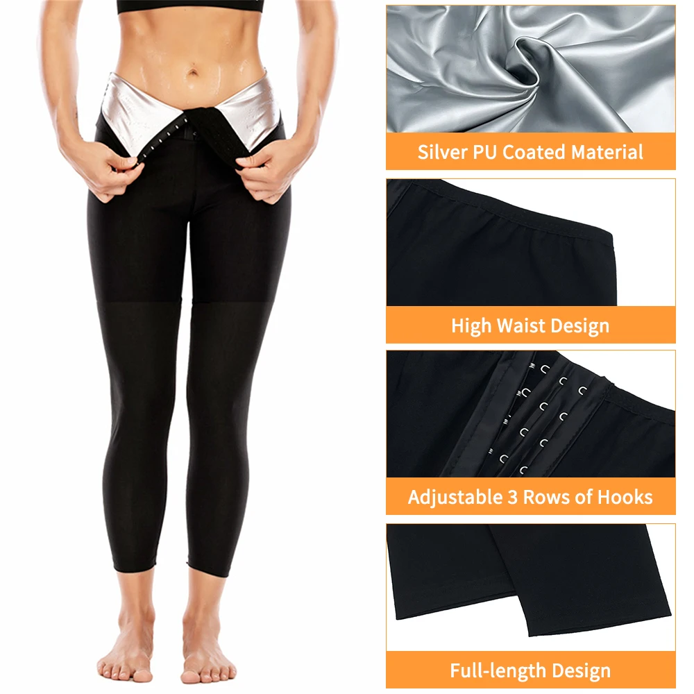 Calça Emagrecedora Compressão de Cintura Alta para Mulheres Leggings de Treino Suor de Sauna Treinador de Cintura Controle de Barriga Thermo Shapewear