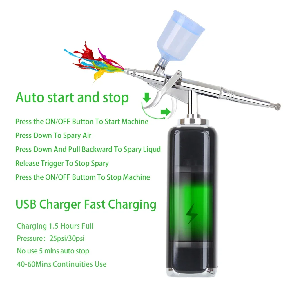 Cheap Airbrush With Compressor Kit 20CC 40CC Single-Action Pen Super Works Nail Mineral Paint Gun Tattoo Salon Art Design