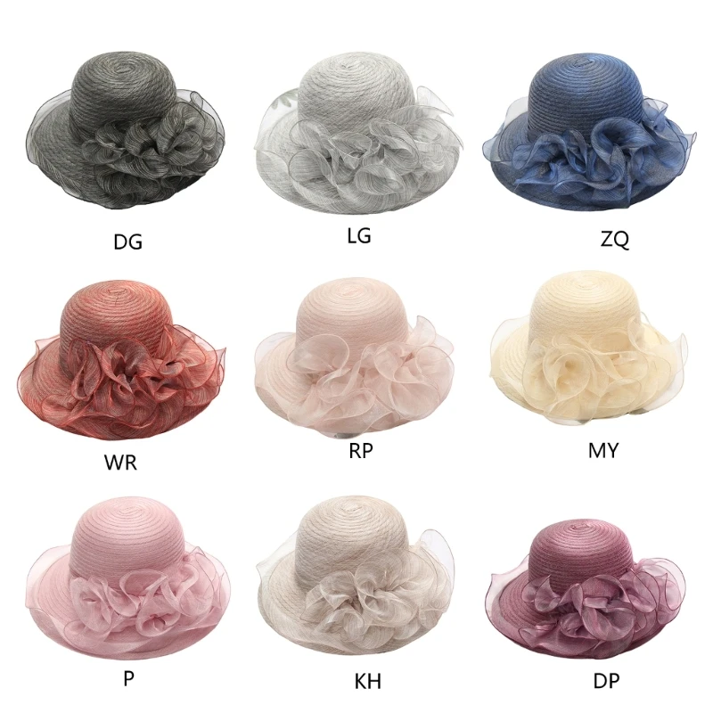 

Church Hat Organza Tea Party Hat Church Fascinator Hat Wide Brim SunHat