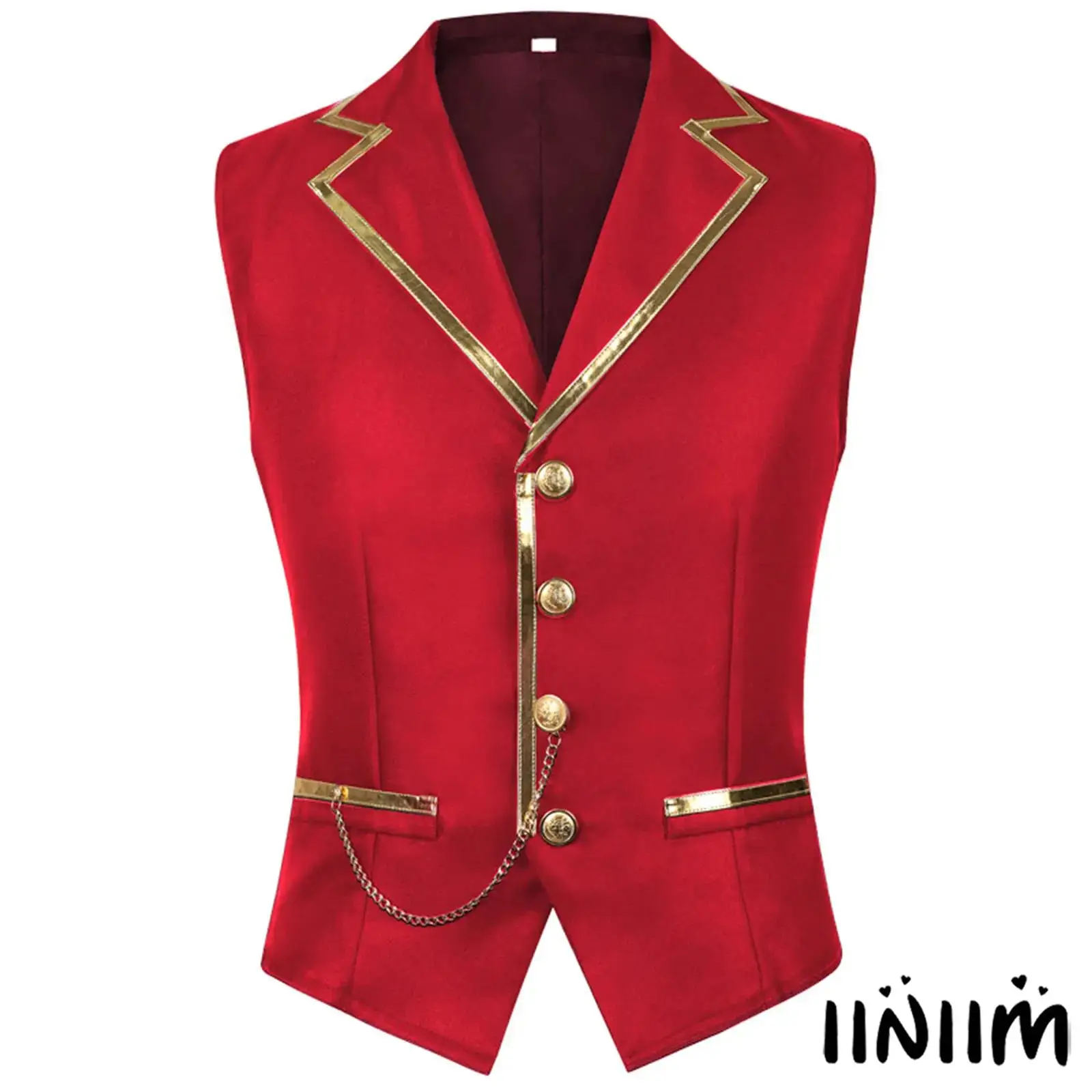 

Halloween Men Victorian Steampunk Vest with Ornate Chain Accents And Metallic Trim Elegant Gentleman Waistcoat for Gothic Events