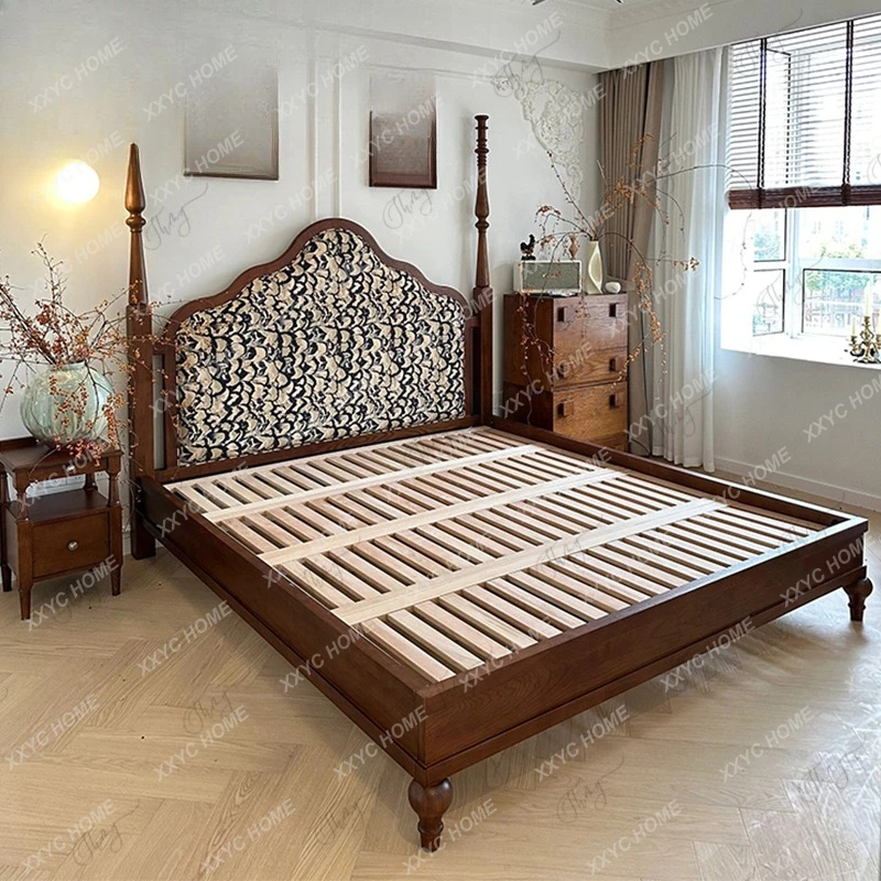 

Двуспальная кровать из массива дерева 1,8 м с принтом «Феникс», для спальни, свадебная кровать