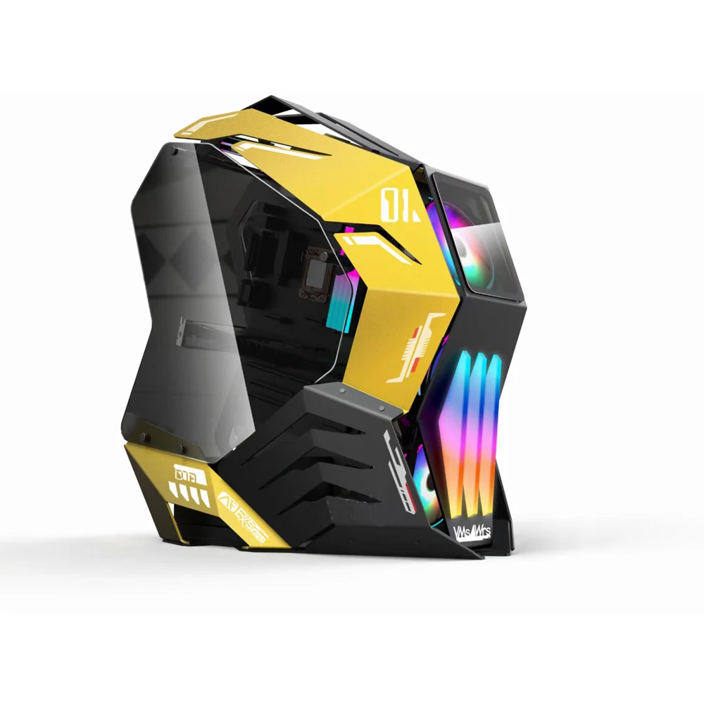 Mais popular Pequeno Vertical RGB Desktop Computer Case M-ATX/MINI-ITX Gaming Case com Status de Estoque