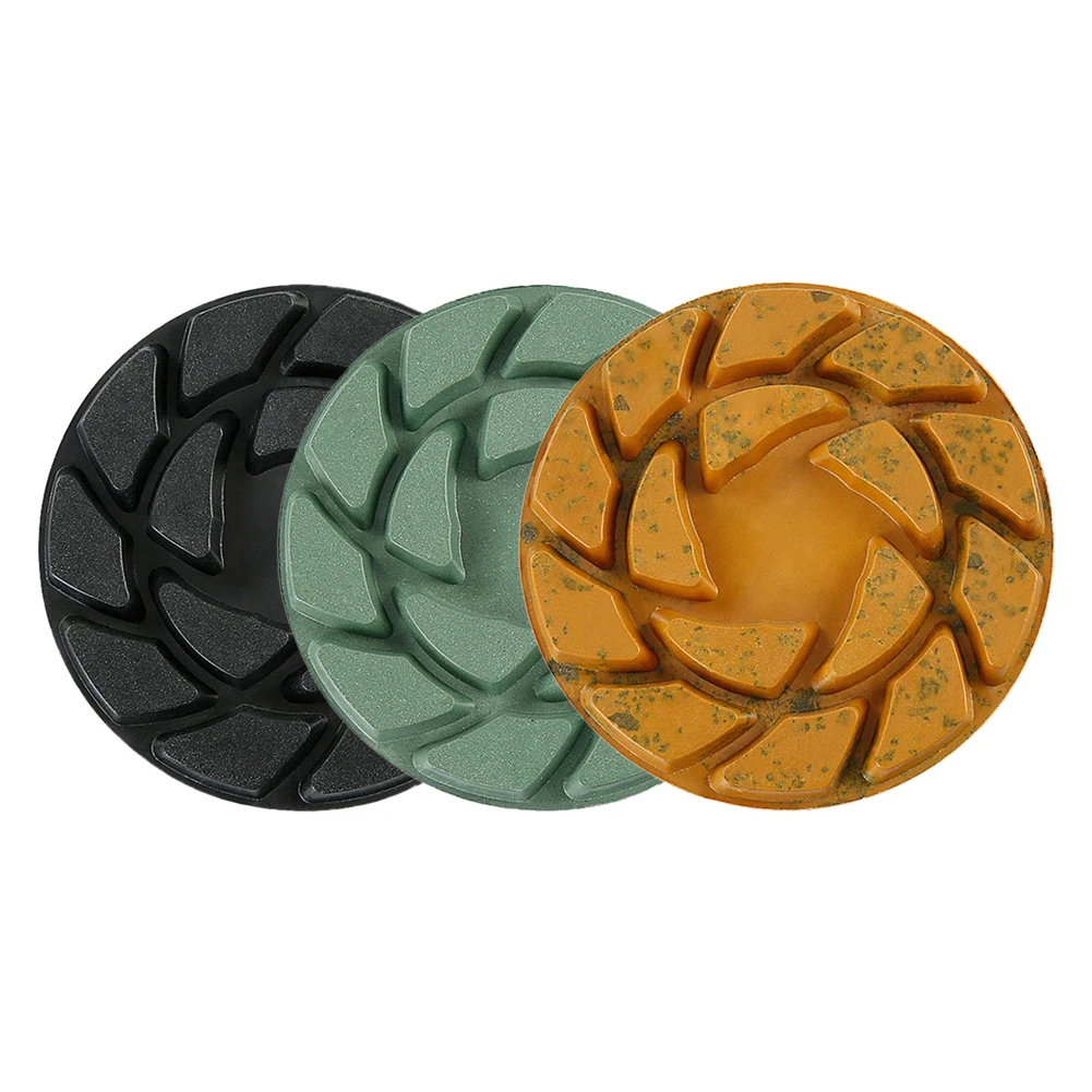 4 Inch 100mm Dry/Wet Diamond 3 Step Polishing Pads Wet Buff Disc Abrasive For Sanding Marble Granite Concrete Grinding