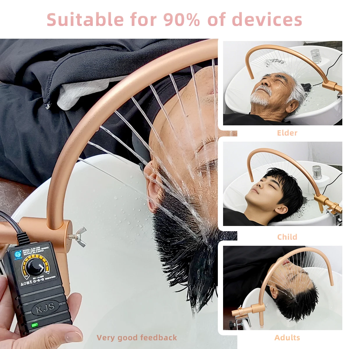 منفذ شلال سبا في صالونات التجميل لغسل الشعر وإطار سبا برأس دوران المياه مع مفتاح تدفق المياه لسرير وعاء الشامبو #4