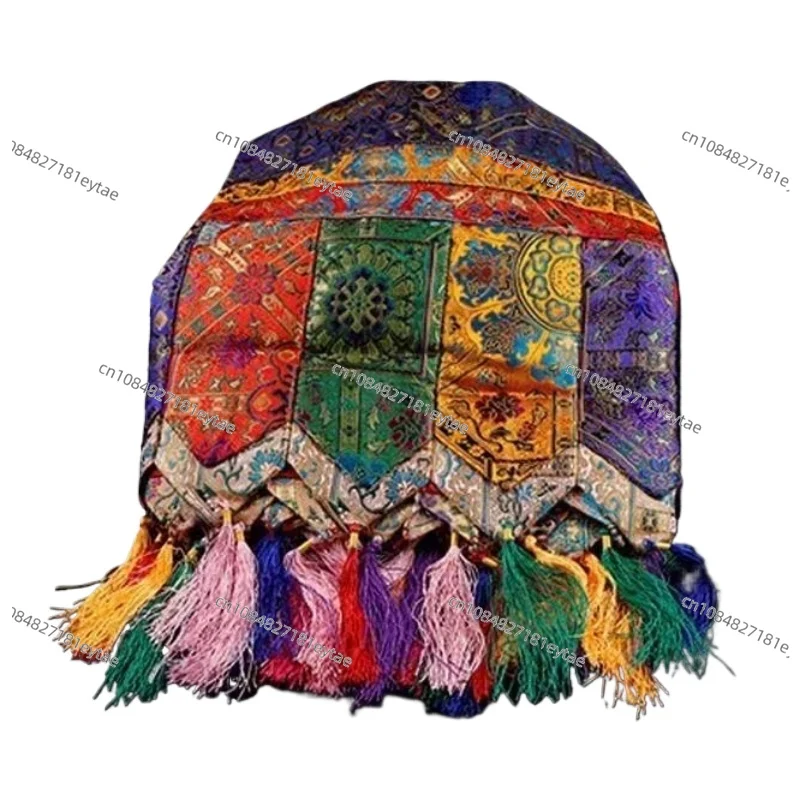 Tibetan Five-Color Prayer Flag Curtain, 5m Buddhist Altar Wall Hanging with Eight Auspicious Symbols