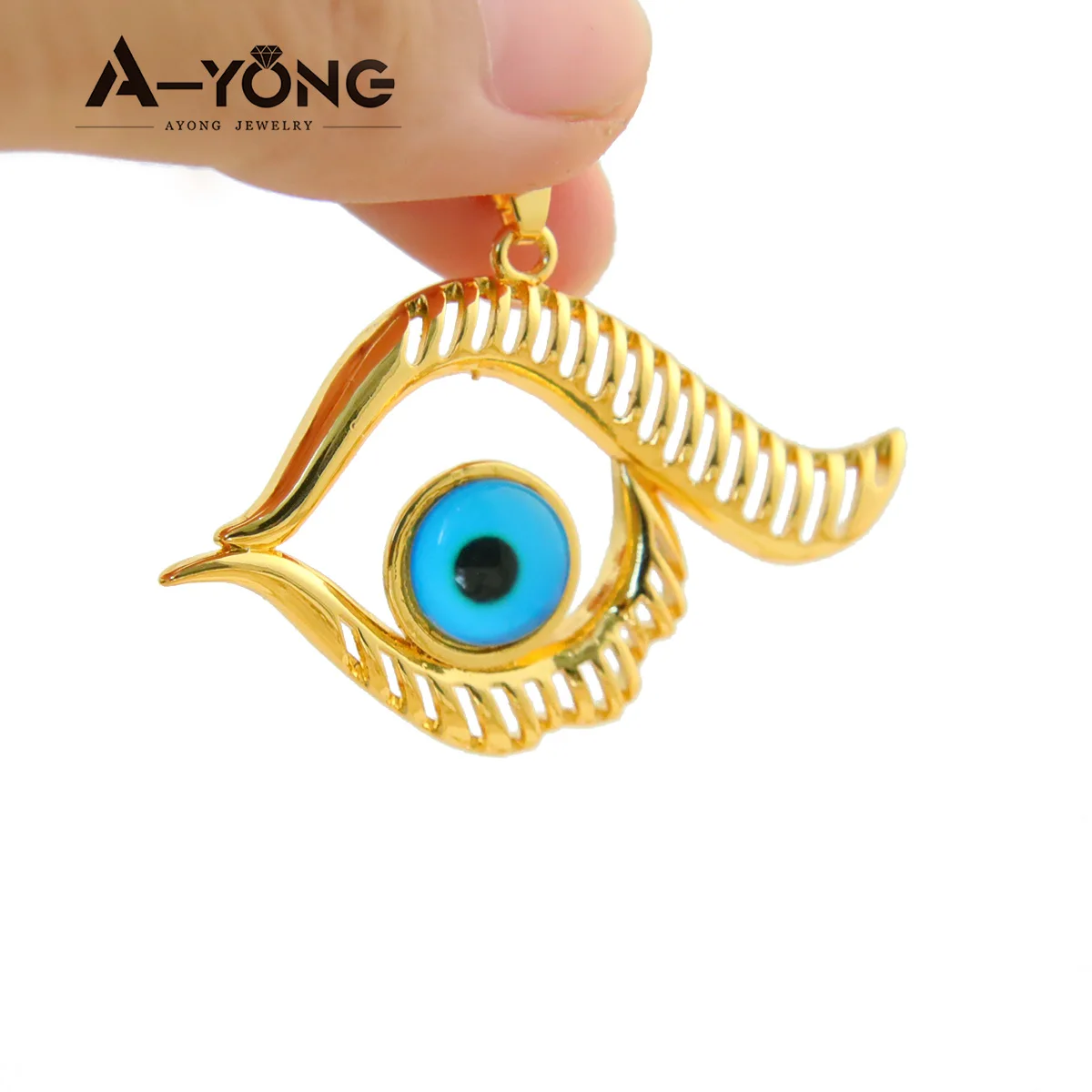 Arabische Mode Quasten-Anhänger 21k Vergoldete Zirkonia-Augen Hip-Hop Halskette Anhänger Dubai Damen Event Party Schmuck Geschenke – Detail 15