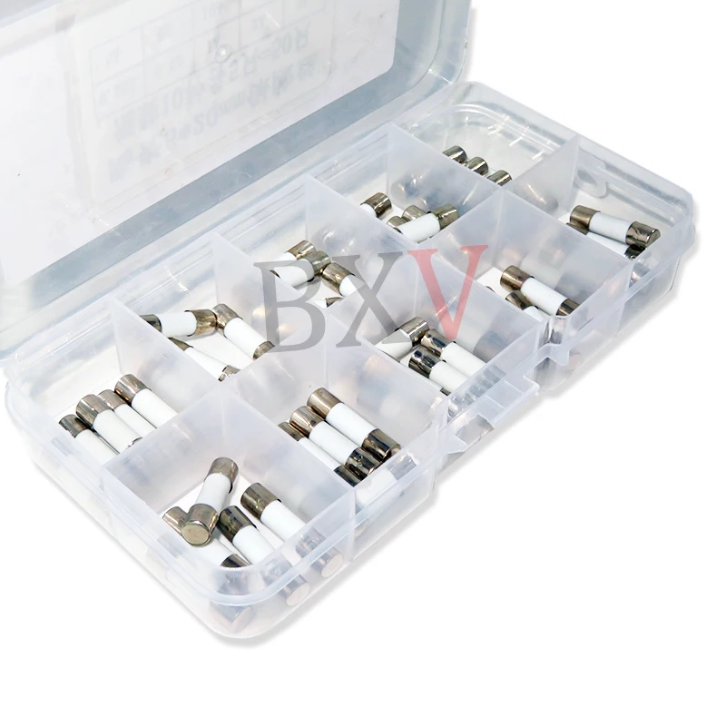 10Values Fast Ceramic Fuses Kit 250V 5*20mm 5mm X 20mm 0.25A 0.5A 1A 2A 3A 5A 8A 10A 15A 20 AMP Fuse Tube Assortment 50PCS/Set