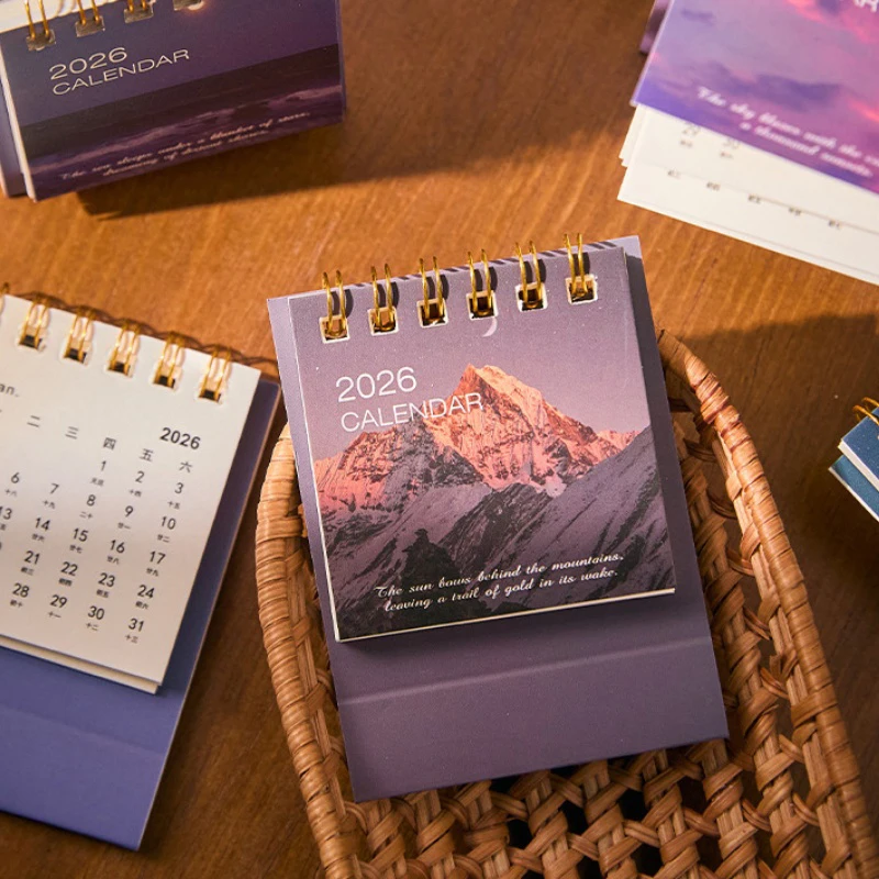 ปฏิทินตั้งโต๊ะขนาดเล็ก ปี 2026 ขนาด 70x35x65 มม. รุ่นแนวนอน ดีไซน์สร้างสรรค์ สมุดบันทึกนักเรียน วางแผนตารางงาน ตกแต่งโต๊ะทำงาน ของขวัญสำหรับนักเรียน