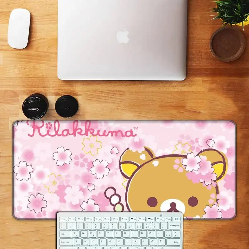 

Cute Pink Kawaii bear Laptop Computer Mousepad Extra Large Mouse Pad Big Anti-slip Rubber with Locking Edge Gaming Mouse Mat