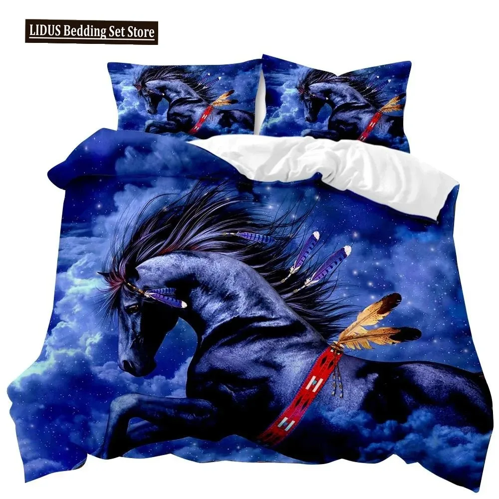 

Horse Duvet Cover Set Horse Running In Starry Sky Print Twin Bedding Set For Adults Animal Queen King Size Polyester Qulit Cover