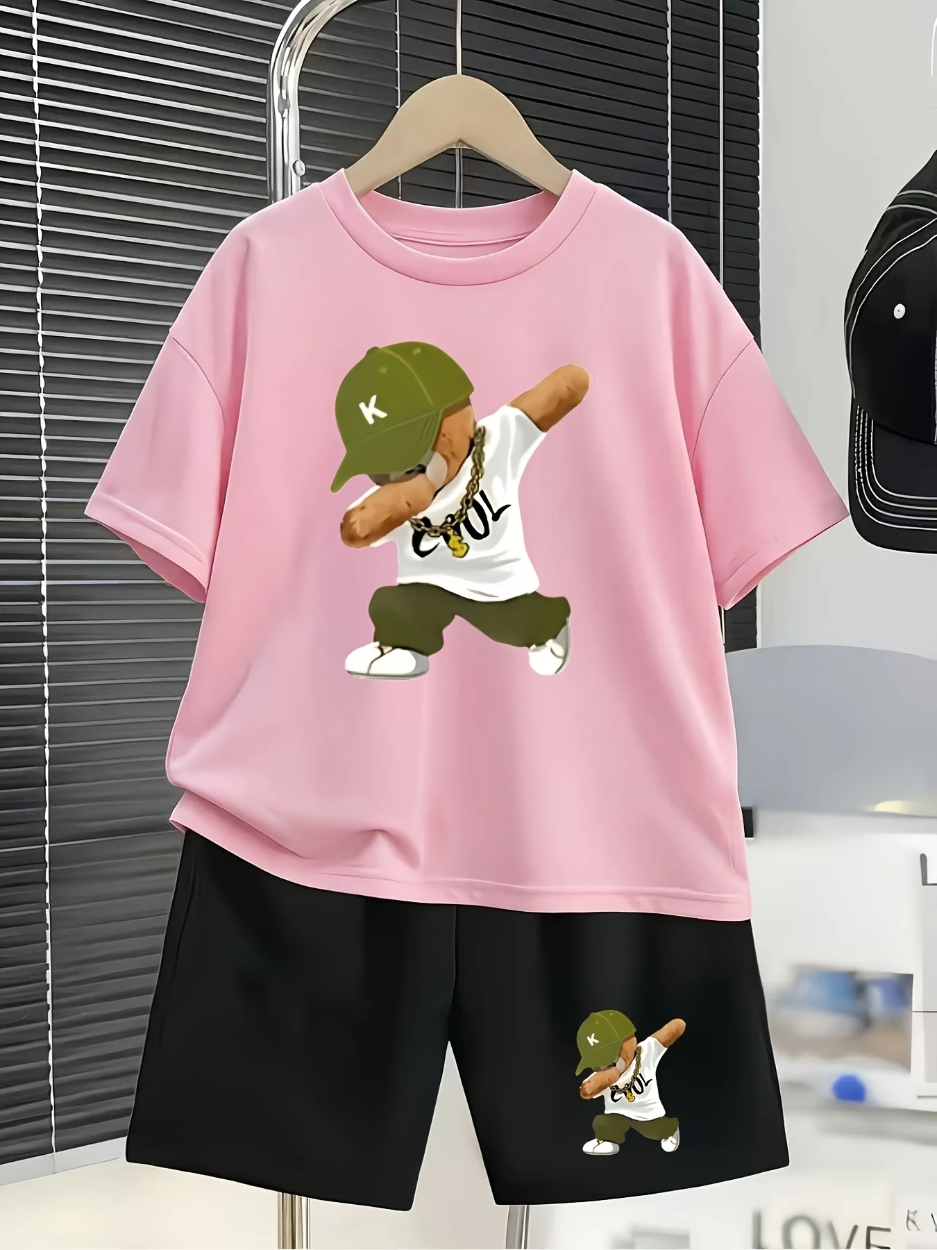Young Boy Casual Summer Short Sleeve Suit, Fashionable Nifty Design Print Sport Spring Summer Boy Suit Suitable for Outdoor view 5