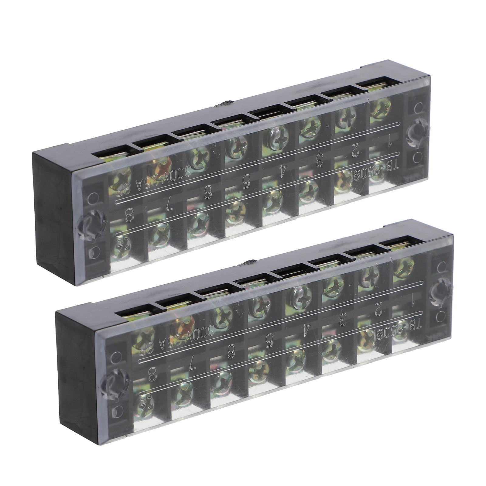 

2 pcs Double Row Screw Terminal Strips Copper ABS Electric Wiring Connector Blocks 10 Positions Anti Oxidation Bare Wire
