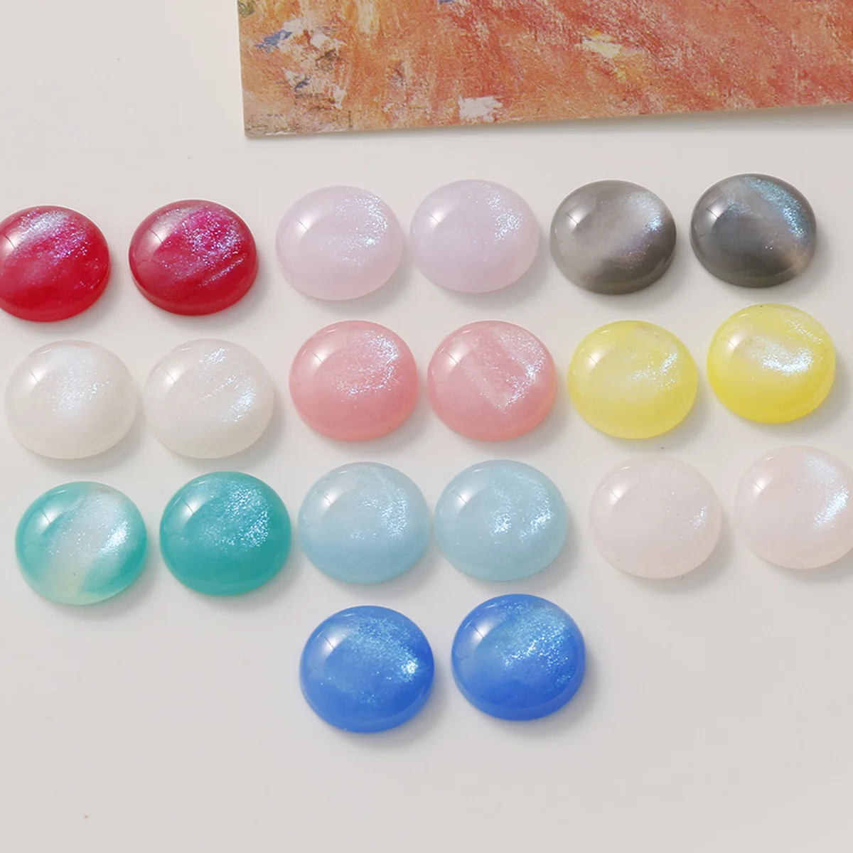 New style 100pcs/lot 12mm color print geometry rounds shape resin cabochon beads diy jewerly earring/garment accessory