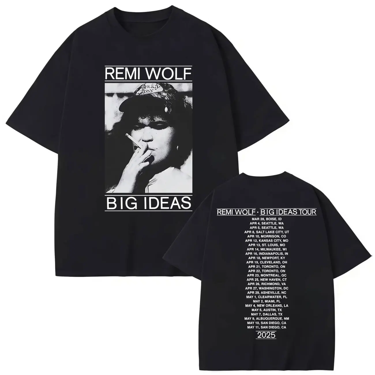 

Singer Remi Wolf Big Ideas Tour 2025 Merch T Shirt Fashion Vintage Short Sleeve T-shirts Men Women Casual Loose Cotton T-shirt