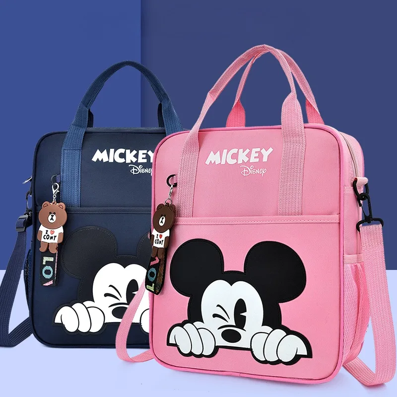 Disney Student Tutoring Bags Multifunctional Cartoon Mickey School Backpack Tote Bag Handbag Document Bookbag Square Schoolbag