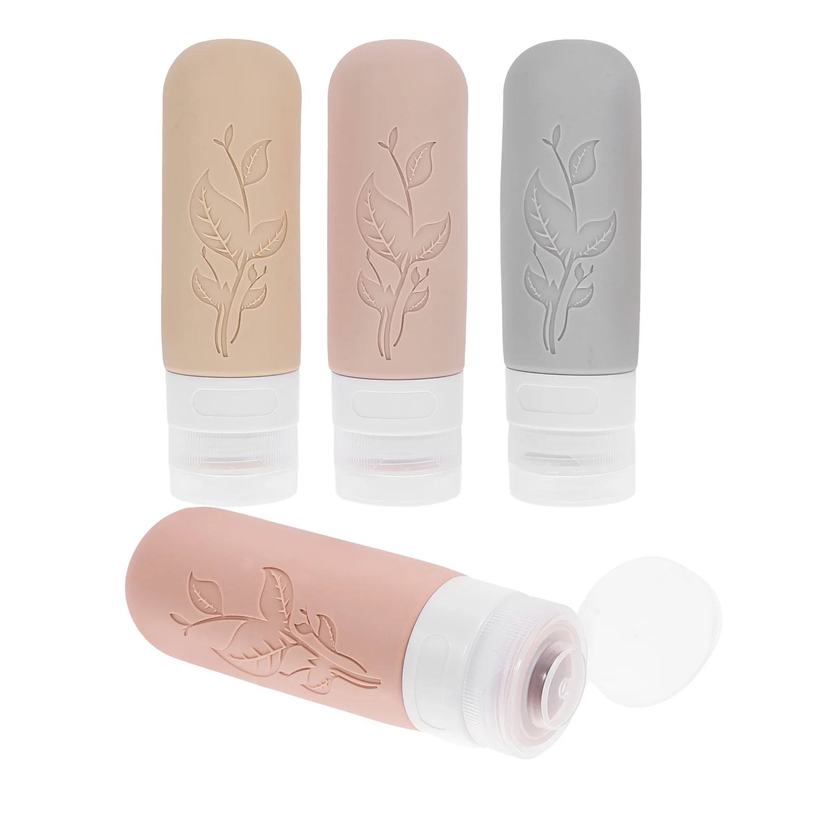 

4pcs Compact Portable Leak Proof Reusable Travel Squeeze Bottles For Toiletries Shampoo Travel Squeeze Bottle Silicone