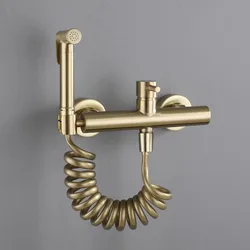 Bidet Faucet Set Wall Mounted Hot and Cold Total Brass Shower Faucet Brush Gold Black Gray Single Lever