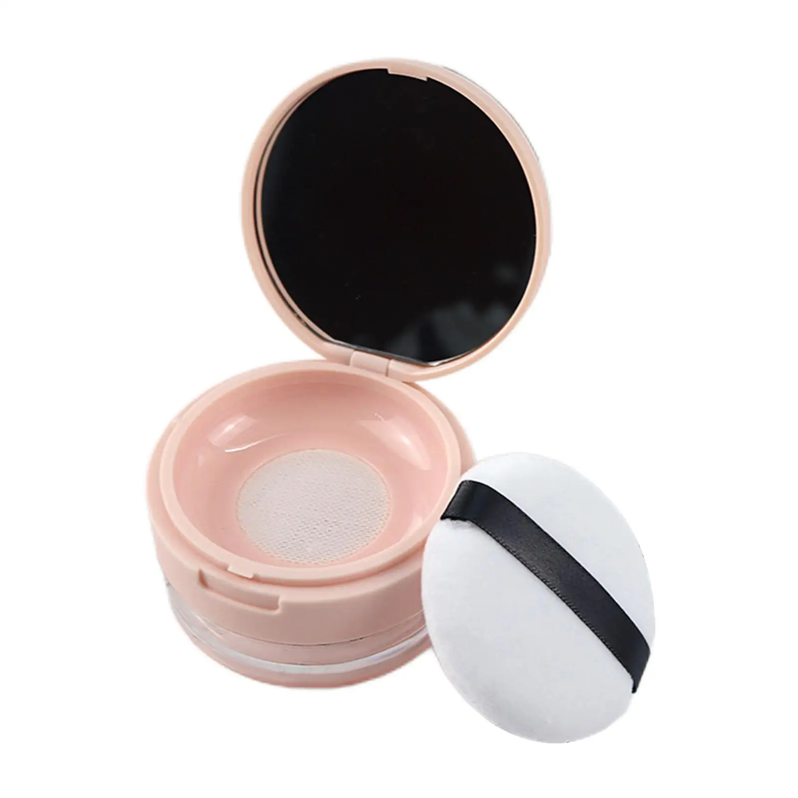 Compact Powder Makeup Refillable Empty Case with Mirror Puff Sifter Cover for Professional Loose Powder Cosmetics