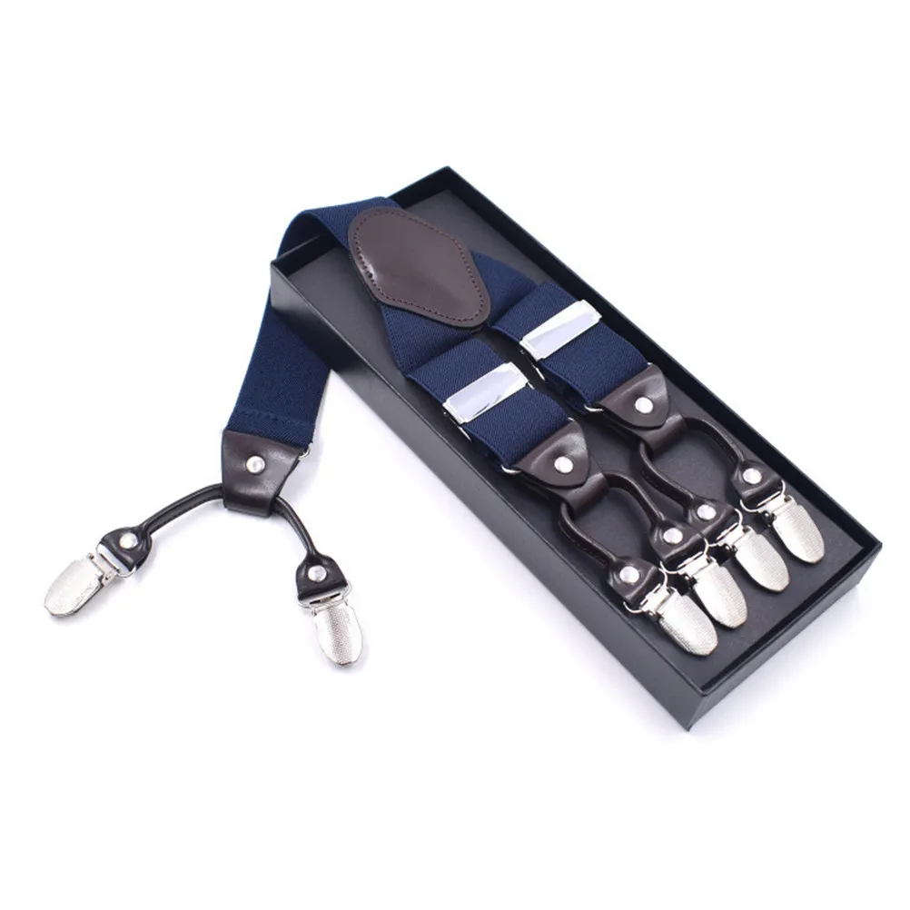 suspensorio-elastico-com-6-clipes-para-homens-azul-marinho-suporte-para-costas-ajustavel-confortavel-para-uso-formal-e-casual