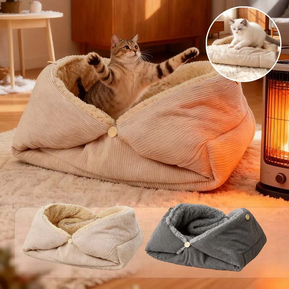 

Pet Blanket Mat Warm Flannel Thickened Cat Nest Multifunctional Foldable Pet Sleeping Bag for Small Dogs Indoor Kitten Cama Gato