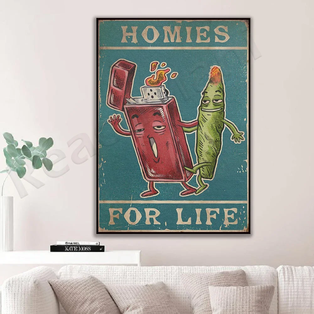 Weed Homies For Life poster print, funny smoking print, Weed Homies For Life, weed and lighter canvas poster, Stoner gift