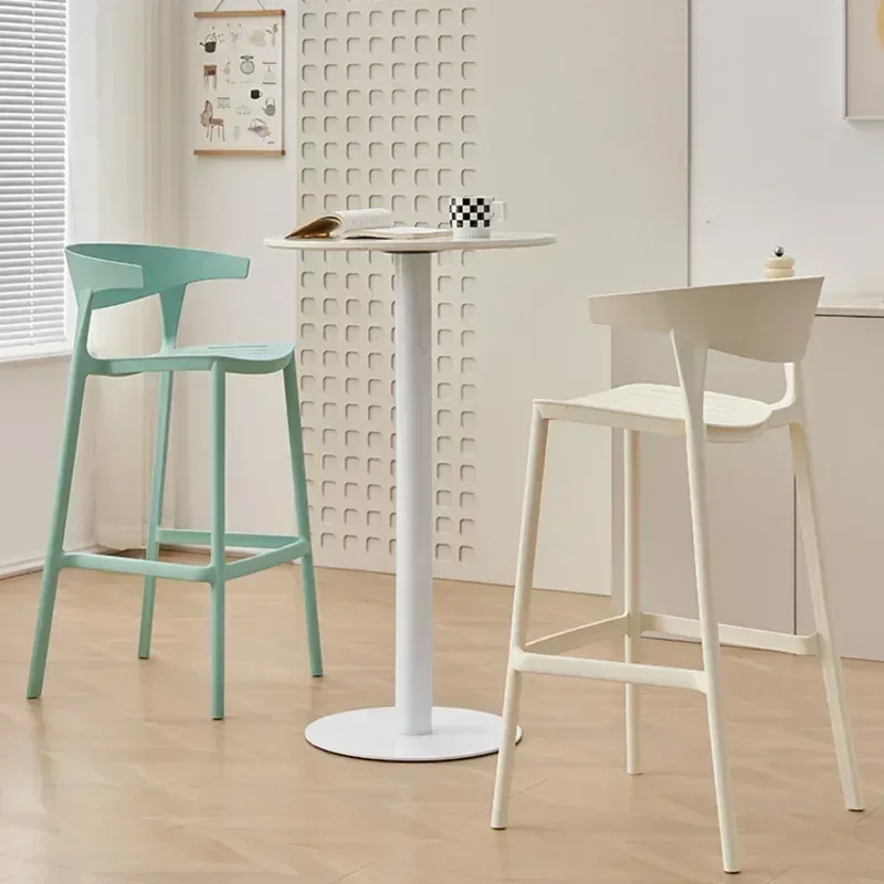 Taburete alto de cocina Simple nórdico, silla de Bar de ocio para el hogar, silla de comedor de diseño de plástico plegable moderna, muebles para sala de estar