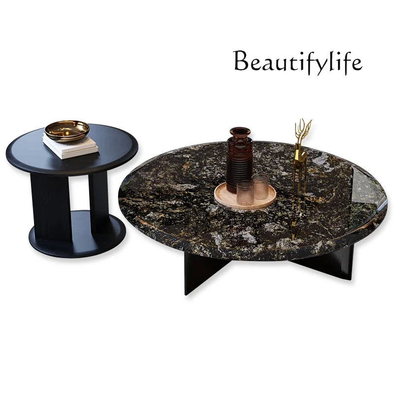 

Imported platinum diamond natural luxury stone coffee table light luxury minimalist living room marble coffee table size round