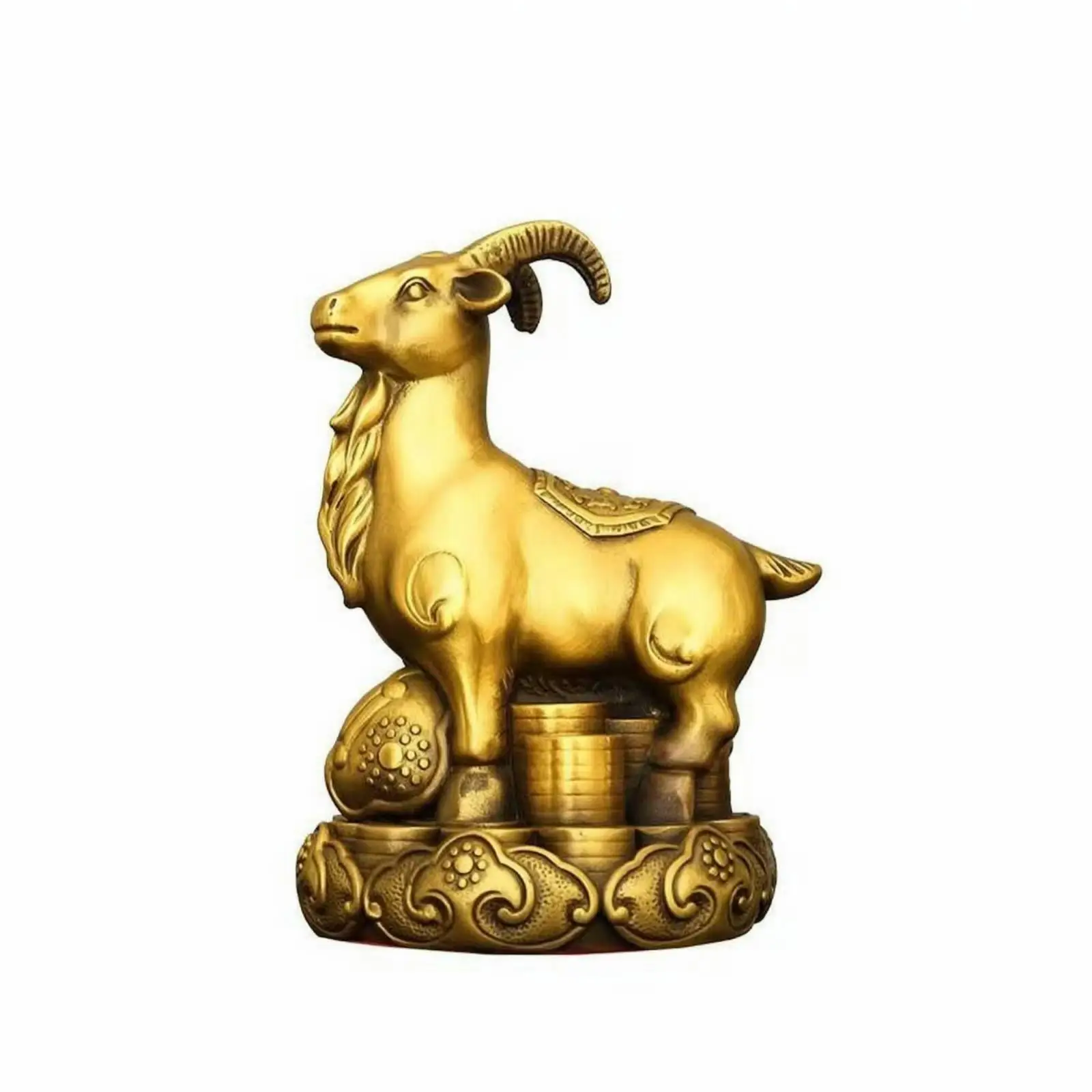 Copper Astrological Goat Statue Decorative Figurine for Home Shelf Desk Modern Ornament Sculpture Zodiac Art Piece