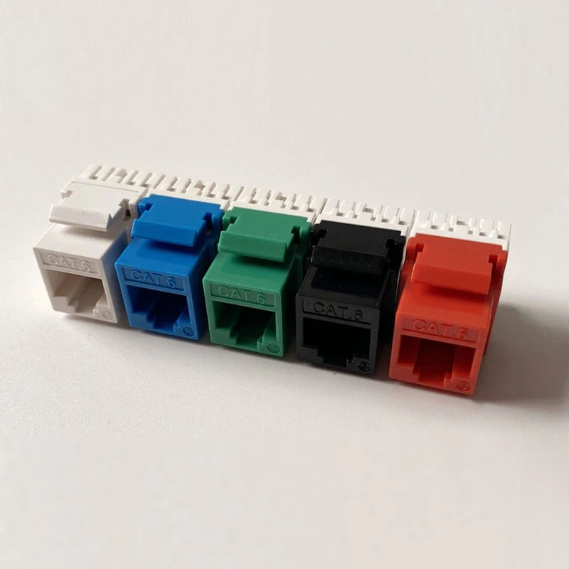5 Pieces Cat6 RJ45 Keystone Jacks Slim Profile, Ethernet Wall Jack Punch Down, Cat5e Keystone Module Connector P9JB