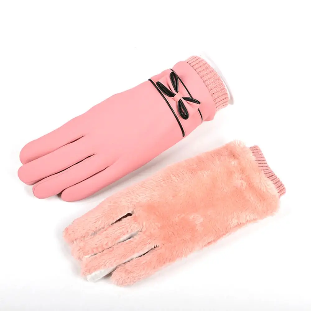 Fashion Female Gloves Winter Windproof Waterproof Internal Plush Warm Mittens Lady Touch Screen Skin-friendly Soft Women Gloves