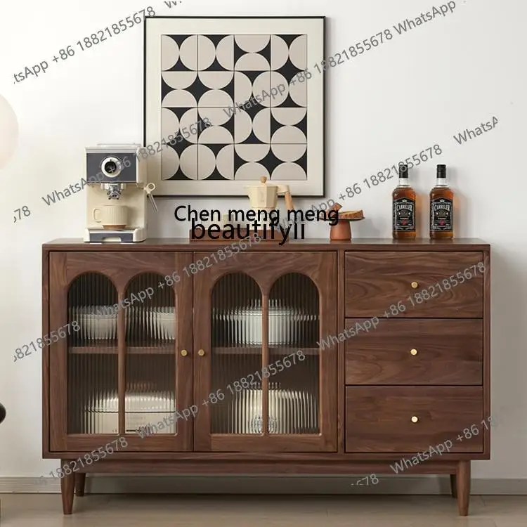 

X North America Sideboard Modern Simple Solid Wood Tea Cabinet Natural Wood Vintage Style Living Room Storage Cabinet