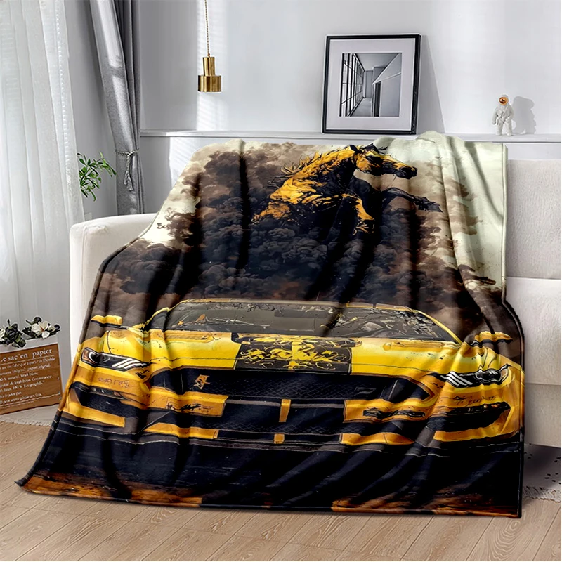 ثلاثية الأبعاد موستانج سباق السيارات تسجيل GTR بطانية قطيفة ناعمة ، بطانية الفانيلا رمي بطانية لغرفة المعيشة غرفة نوم غطاء أريكة تتحول لسرير هدية #3