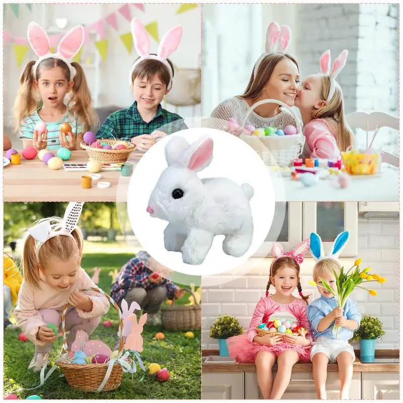 Hopping Easter Bunny Toy Children\'s Electronic Hopping Rabbit Realistic Walk and Talk Bunny for Car Home Outdoors and School