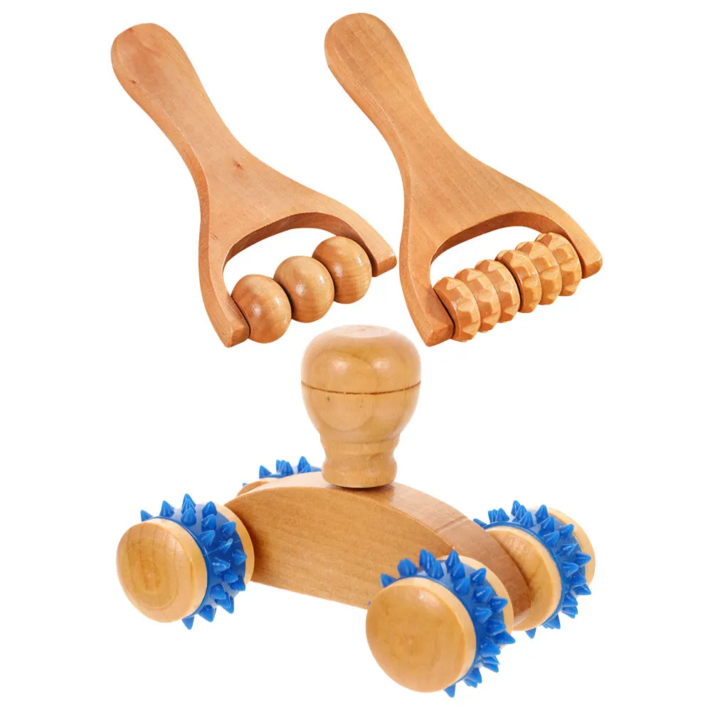 

3pcs Wooden Back Massager Roller Acupoint Massage Tool Neck Shoulder Foot Leg Home Travel Wood Body Massage Roller Ball Manual