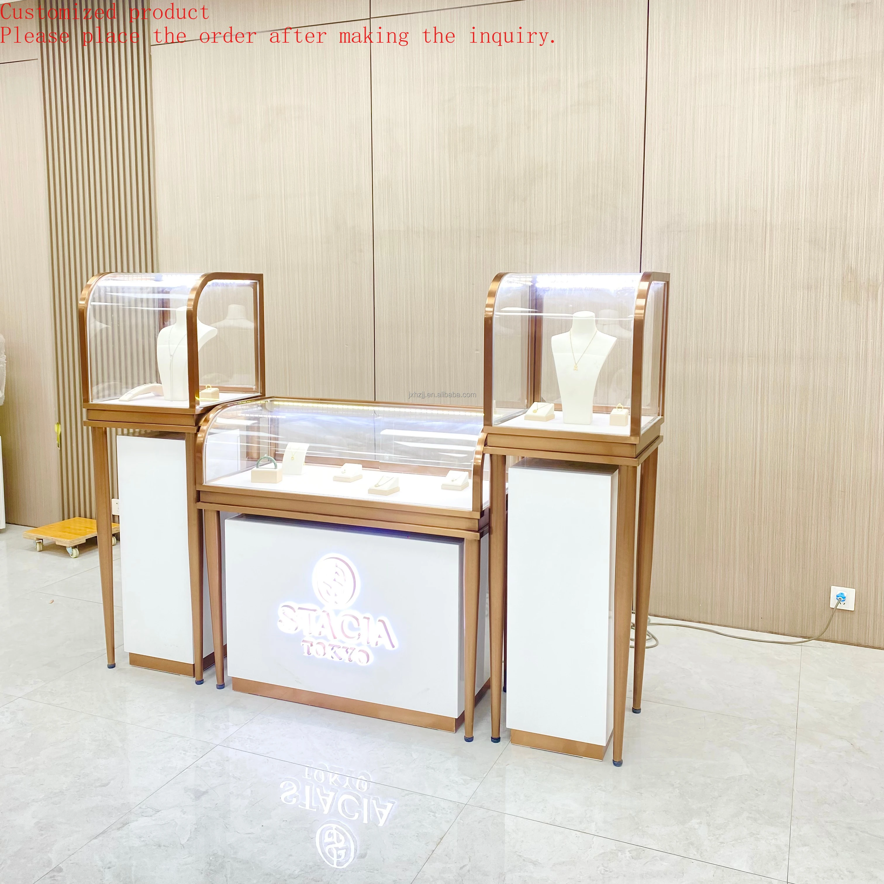 

Custom.High Quality Custom Glass Modern Luxury Jewelry Stand Showcase Jewelry Display Cabinet for High End Jewelry Shop
