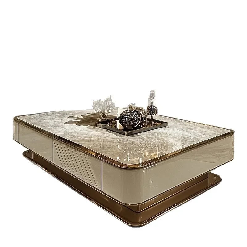 Light luxury high-end living room coffee table size apartment creative modern senior design super crystal stone large coffee