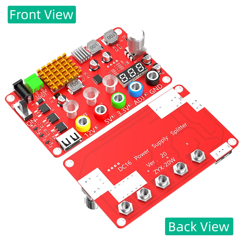 Voltage Breakout Board with 1.8V-10.8V ADJ Adjustable Voltage Knob Touching Sensor Switch DC Input 13-24V to 3.3V 5V 12V USB 2.0