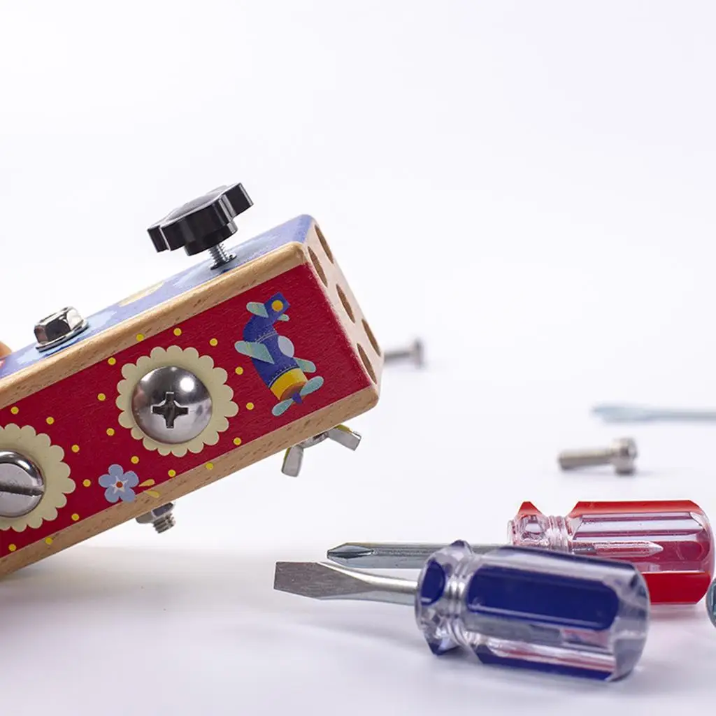 Conjunto de ferramentas de jogo de placa de parafuso montessori de 14 peças para habilidade básica prática pré-escolar educacional precoce