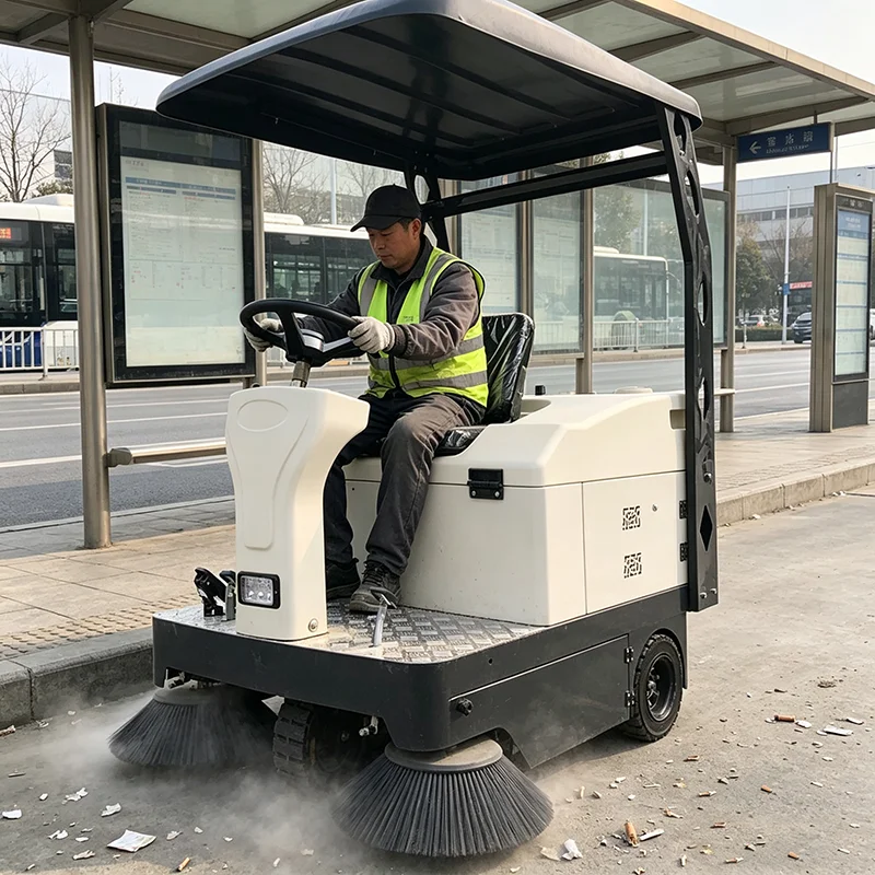 Wear Resistant Main Side Brushes Ride On Floor Sweeper Industrial Battery Cleaning Equipment