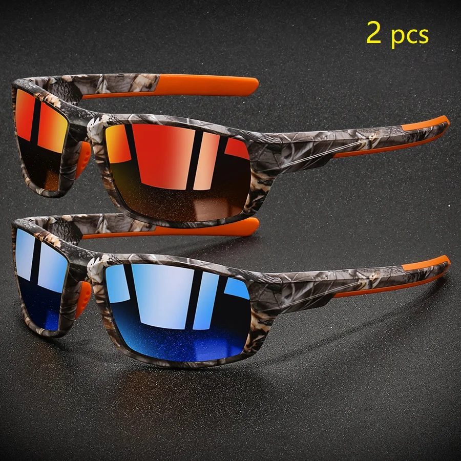 

2 Pieces Fashion Vintage Polarized Sports Sunglasses Men Women Fishing Running Cycling Mountaineering Sun Glasses UV400 Eyewear