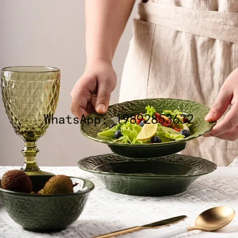 

BJL3New vegetable plate ceramic fish plate retro tableware set combination