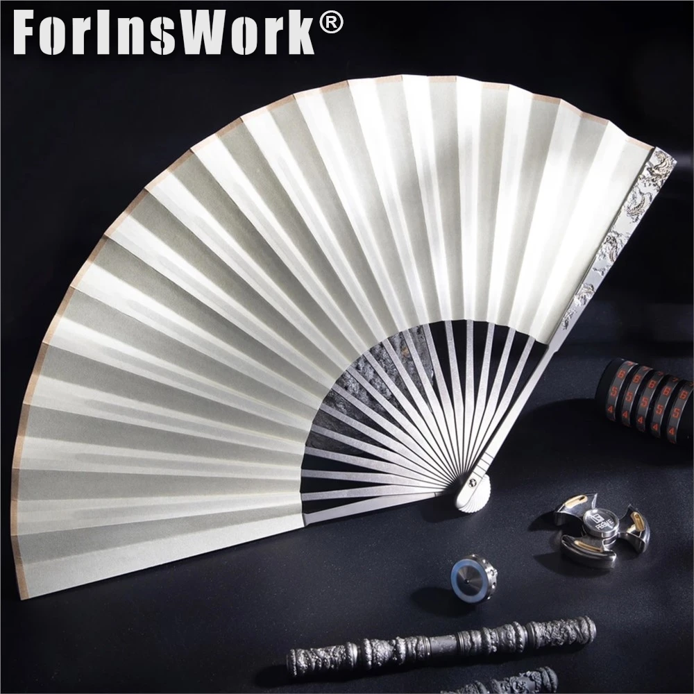 Fegve Titanium Alloy Folding Fan Chinese Style Kung Fu Tai Chi Self-defense Custom Embossed Metal Titanium Fan