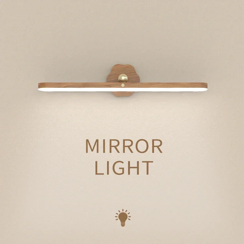 

Wooden LED Night Light Mirror Front Fill Light Portable Rechargeable Magnetic Wall Lamp For Bedroom Bedside Lamp Touch switch