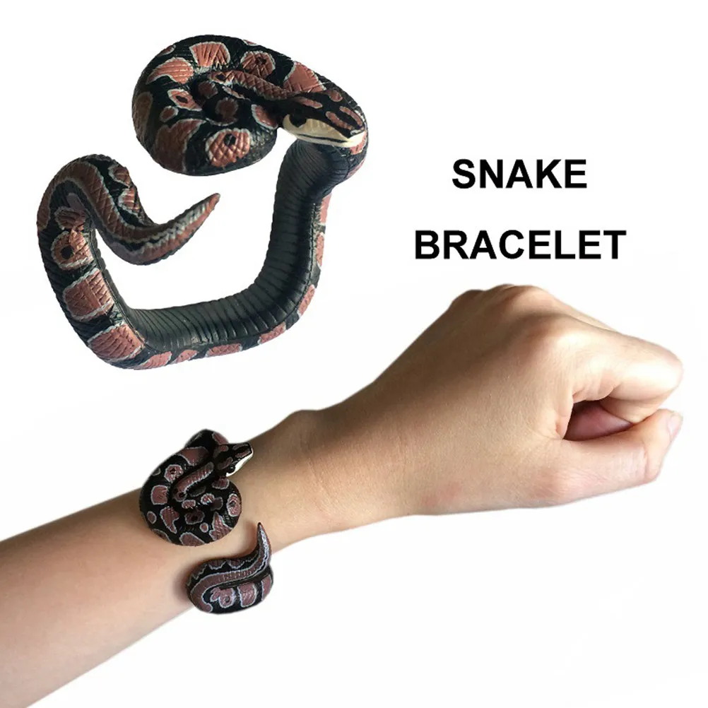

4 Pcs Artificial Snake Fake Toy Spring Prank Halloween Bracelet Wristband Realistic