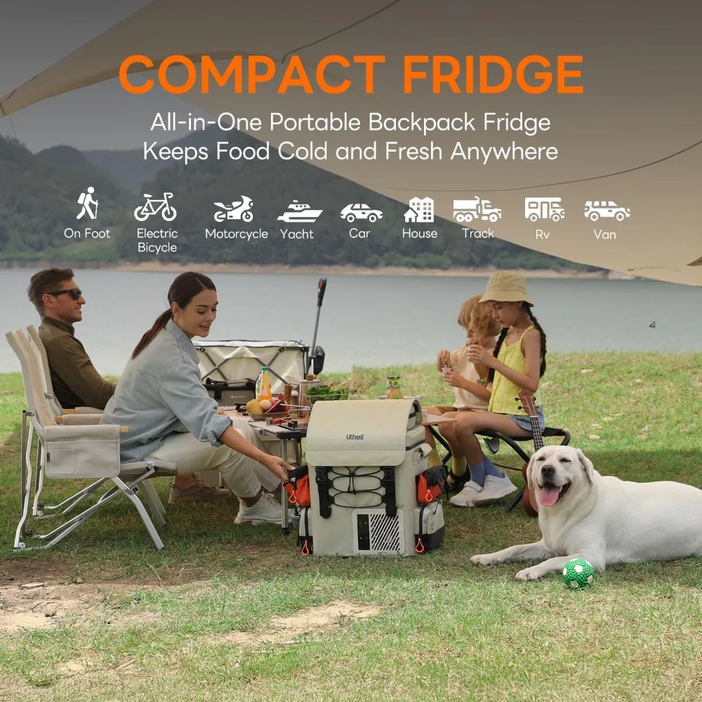 مبرد وفريزر كهربائي محمول سعة 20 لتر، ثلاجة سيارة 12 فولت مع بطاريتين، نطاق درجة الحرارة -4 إلى 68 ° F، مثالي للسفر
