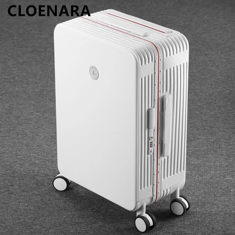 COLENARA 20 "24" 26 "29 Inch De Nieuwe Koffer Universele Aluminium Frame Trolley Case met Draagbare Boarding Code Box Dames Bagage