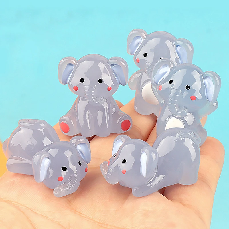 1Pc Cute Luminous Elephant Model for Home Decoration Micro Landscape Doll House Decoration Desktop Decoration