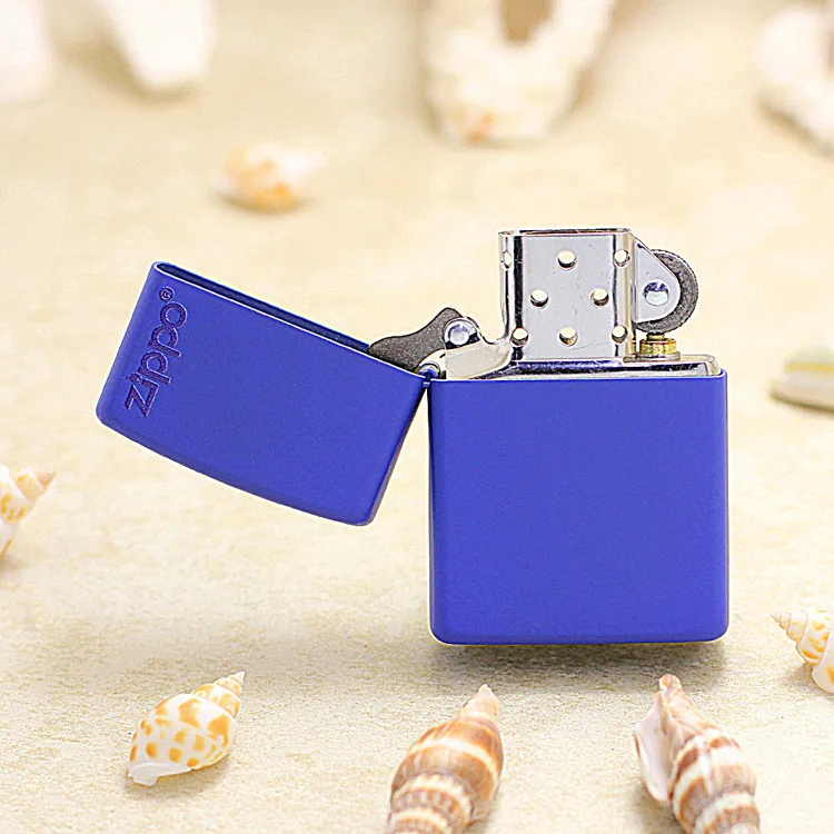 Genuine Zippo oil lighter copper windproof Blue baking paint Kerosene lighters Gift with anti-counterfeiting code