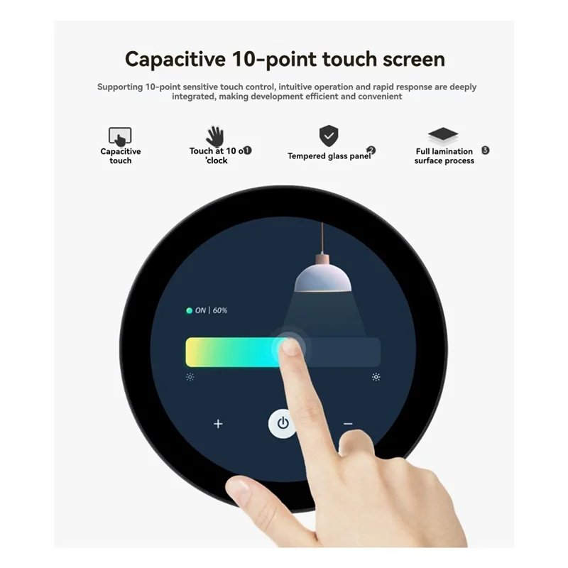 L52A-3.4Inch Round Touch Display 800X800 Resolution IPS Screen 10-Point Multi-Touch Supports Deepseek AI Voice Interaction